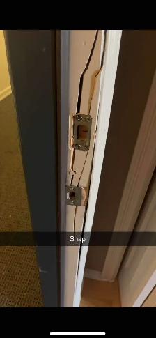 BUSTED DOOR IS NOT CLOSING EASY, dead bolt is stuck. CONTACT US - Photo 2