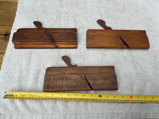 Set of 3 Antique Wooden Hand Molding Planes No Blades !