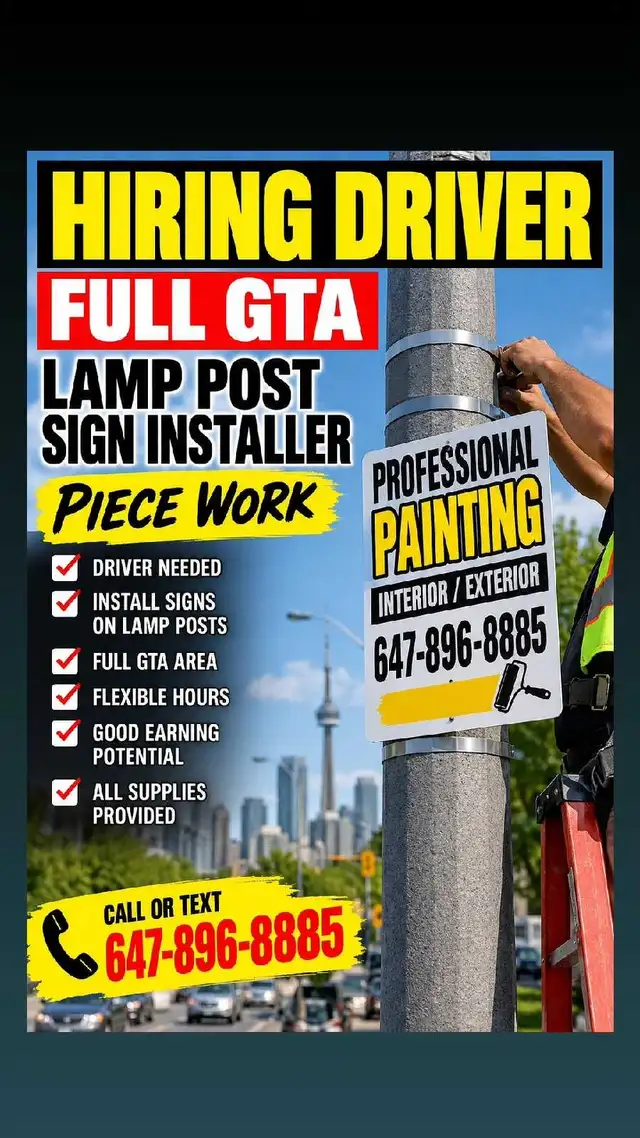 Lamp post sign installer driver