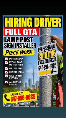 Lamp post sign installer driver