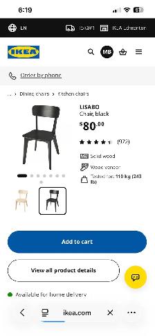 IKEA Lisabo Chair - black - Photo 3
