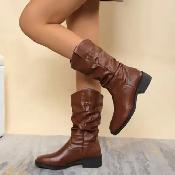PrairieLux Pull On Western Boots With Pleated Suede Shaft