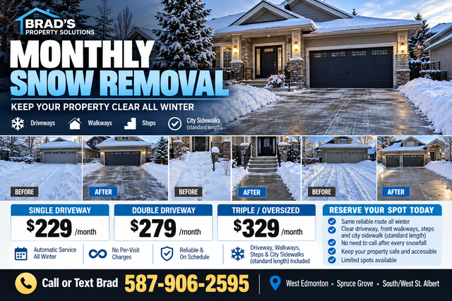Monthly Snow Removal — Reserve Your Spot for Winter