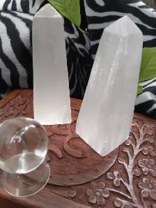 Gorgeous pair of Satin Spar (Gypsum) Wands/Points Reiki, Qi Gong - Photo 2