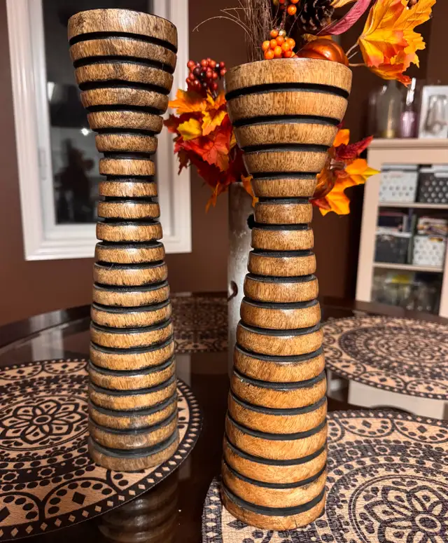 Wooden Candle Holders 14' & 16'