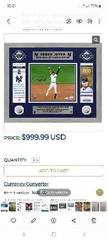 Derek jeter autographed last game Yankee stadium framed