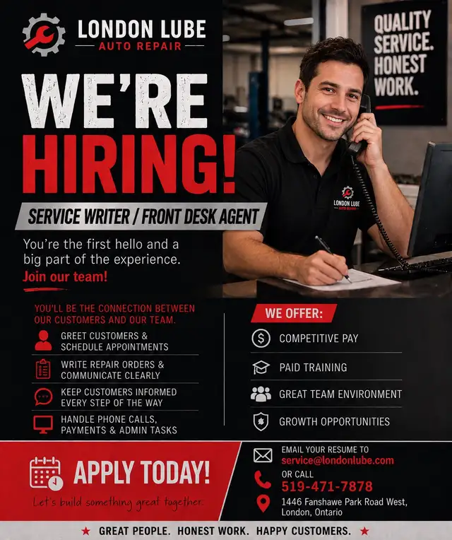 service writer / front desk agent
