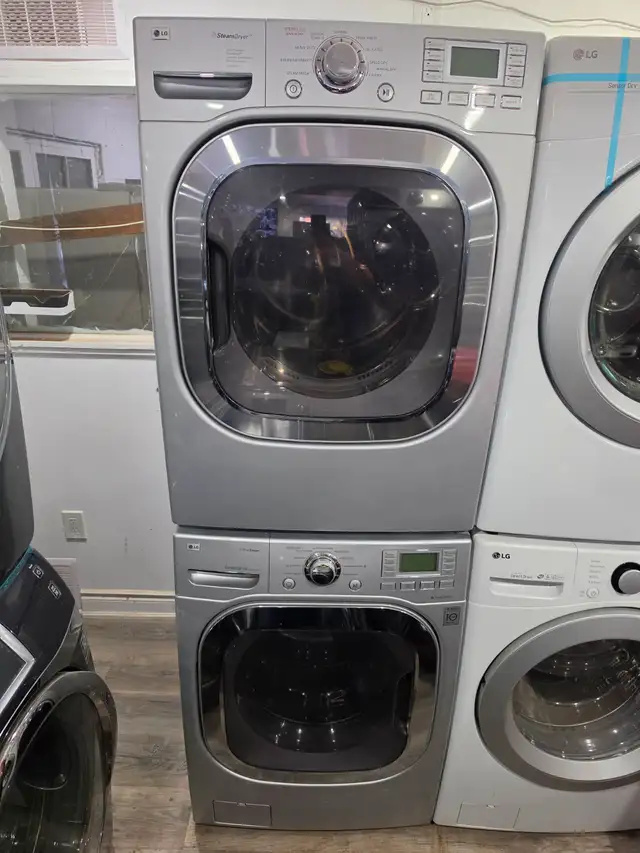 LG Grey Square Door FrontLoad Stackable Washer And Dryer Set