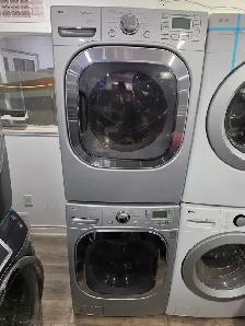 LG Grey Square Door FrontLoad Stackable Washer And Dryer Set