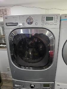 LG Grey Square Door FrontLoad Stackable Washer And Dryer Set - Photo 5