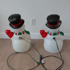 2 bonhommes de neige illuminé vintage en plastique blow mold - Photo 3