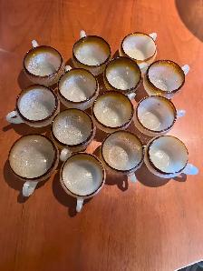Punch Bowl Set with 14 cups and platter hand-blown art glass - Photo 7