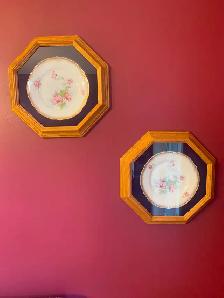 FRAMED FLOWERED PLATES