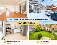 3 Bed 3 Bath Barrie Home, Garage, Private Backyard/Laundry