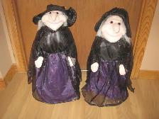 DECO HALLOWEEN 2 SORCIERES JUMELLES PRESQUE INDENTIQUE NEUVE