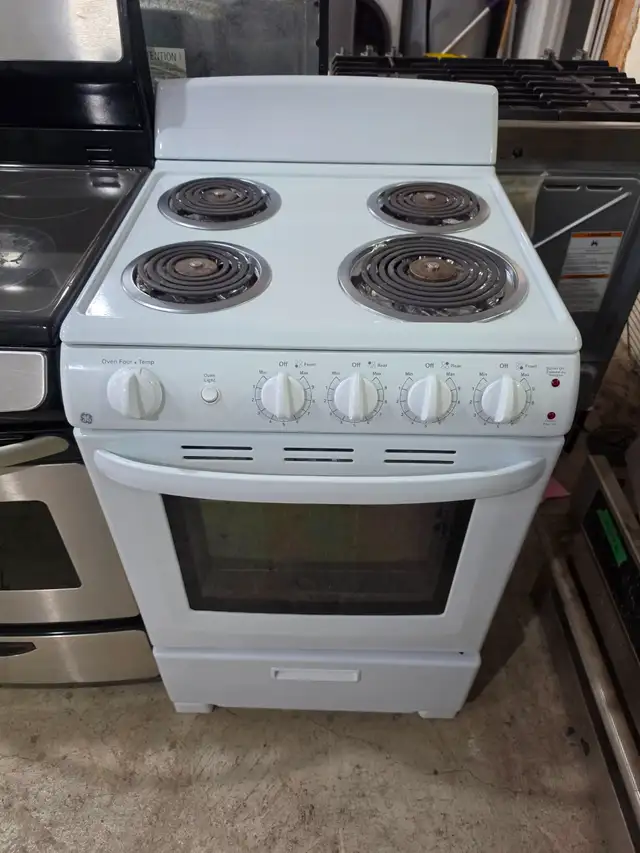 GE 24' White Slide-in Front Control Electric Coil Top Stove Oven