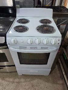 GE 24' White Slide-in Front Control Electric Coil Top Stove Oven