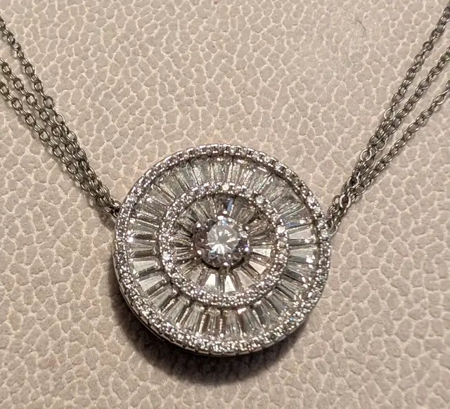 925 Triple Strand Necklace with 925 Starburst Slide Pendant