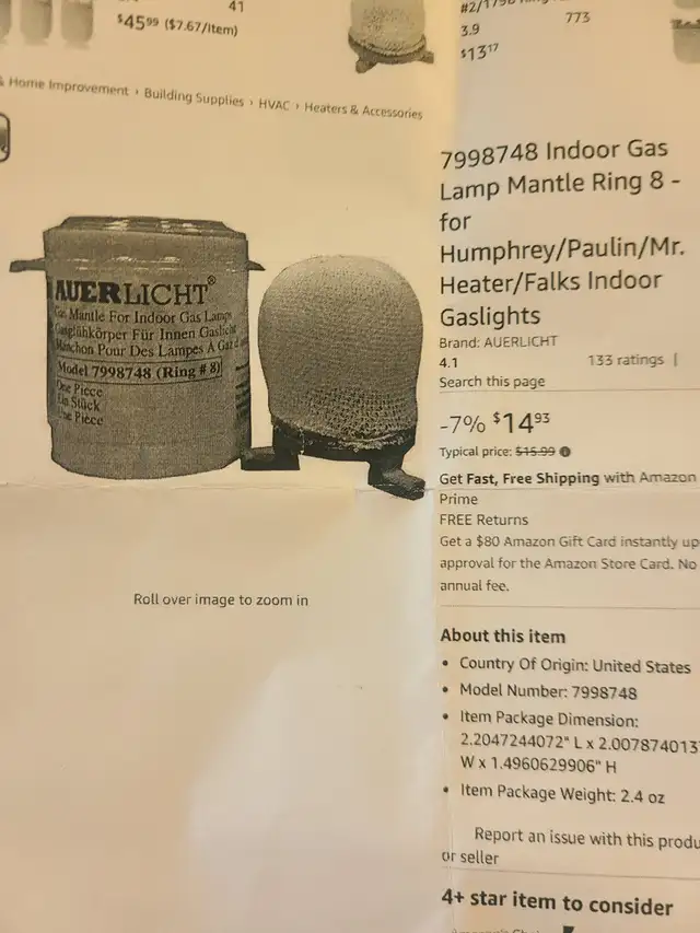 FREE STUFF  5 GASLIGHT MANTLES