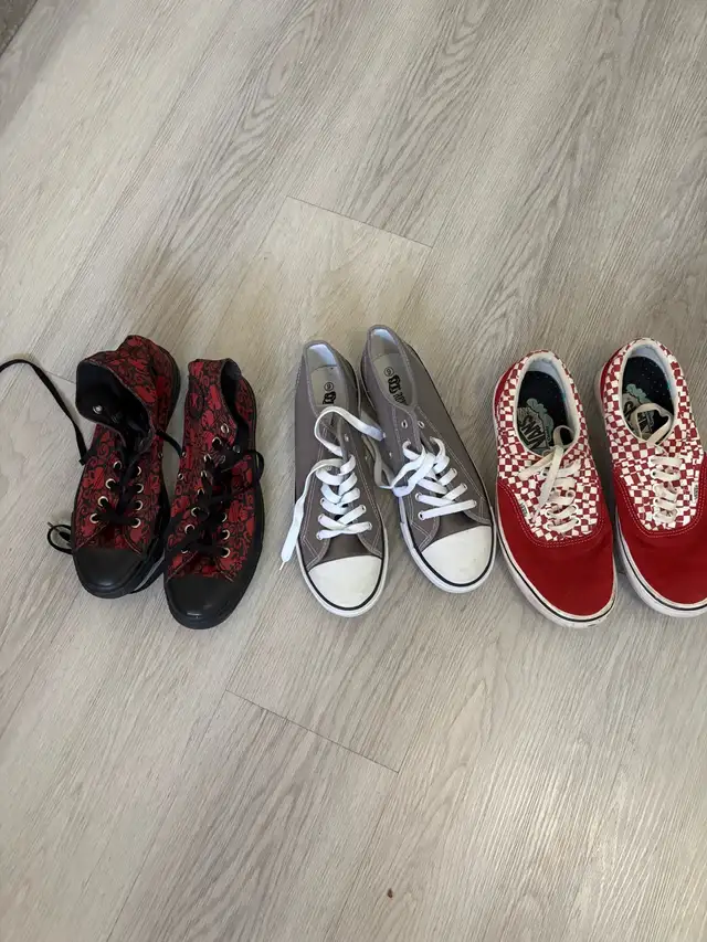 three pairs of shoes