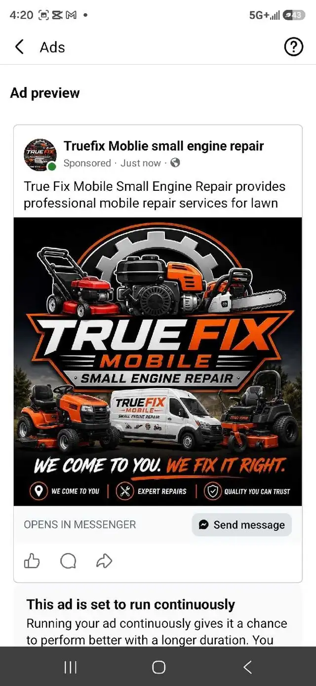 snowblower and lawnmower repair