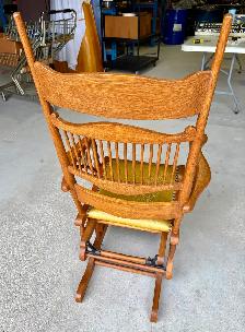Antique Oak Wood Platform Rocking Chair (w Pressed Back Design) - Photo 4