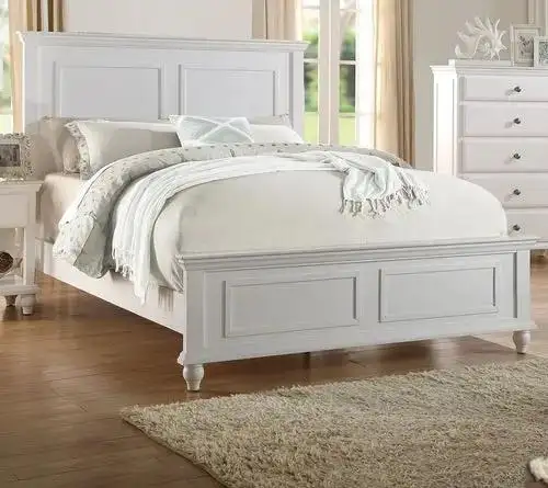 White Bed Frame With a High Headboard