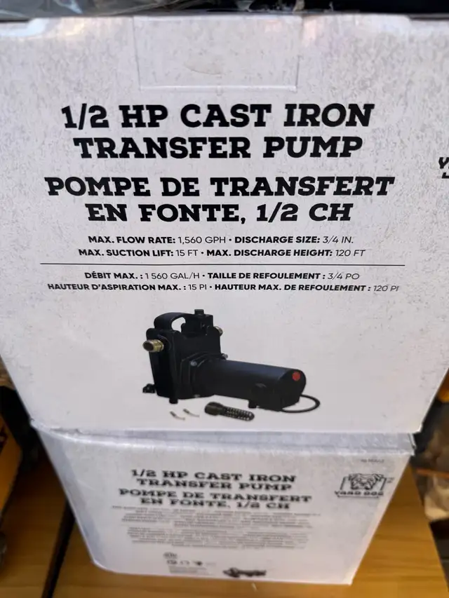 BRAND NEW 1/2 HP CAST iRON TRANSFORMER PUMP