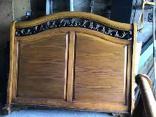 SLEIGH BED SOLID WOOD HEADBOARD & FOOTBOARD
