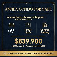 Annex condo for sale — across from Loblaws on Dupont, bus at you