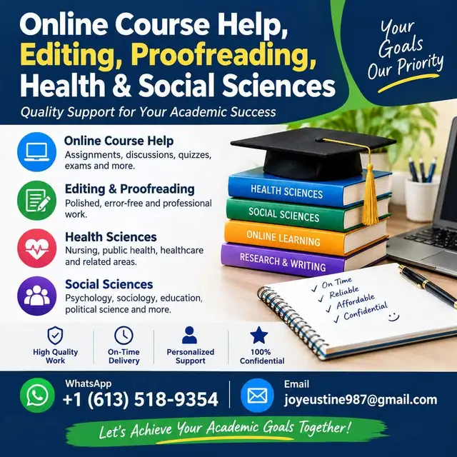 Online Courses, Editing, Proofreading, Health & Social Sciences