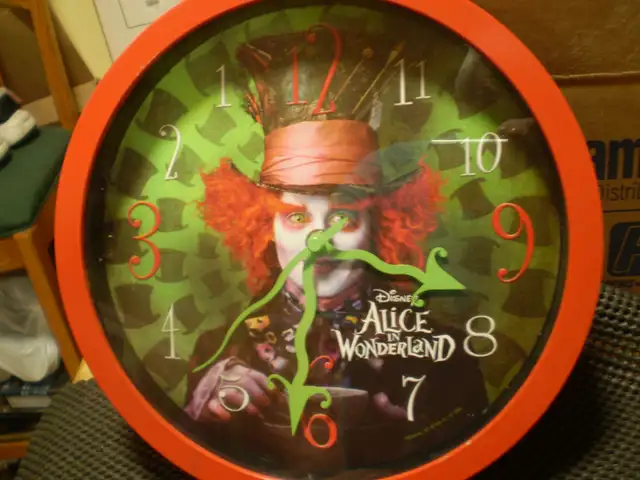 QUARTZ WALL CLOCK MAD HATTER JOHNNY DEPP-USED-WORKS-$20
