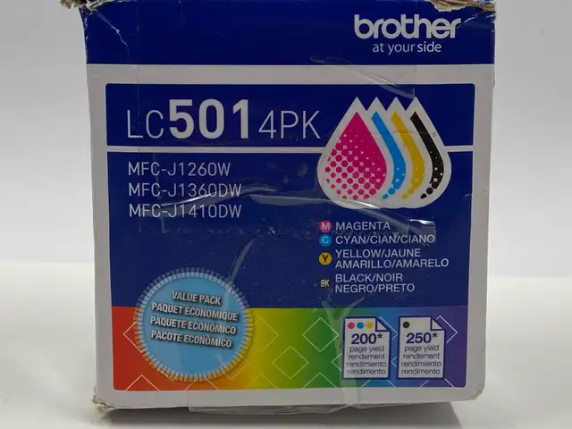 Genuine Brother 4 Pack LC501 Ink Cartridges. CMYK. Brand New