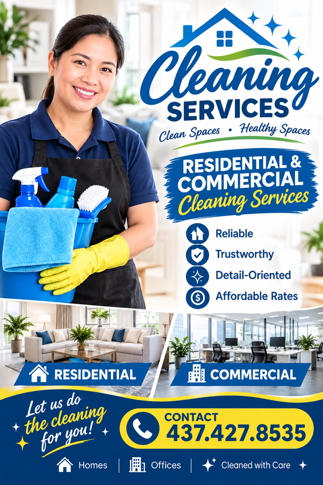 Cleaning Ladies Available Call 437.427.8535