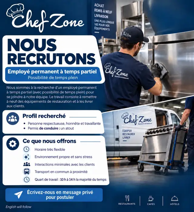 commis d’entrepot/livreur d’equipement de restauration
