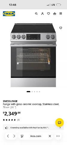 IKEA SNESSLINGE 30" Electric Stove / Oven – Stainless Steel - Photo 3