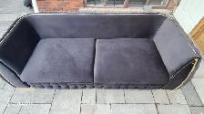 Black Velvet Couch with Gold Trim