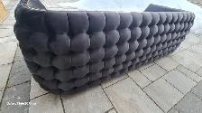 Black Velvet Couch with Gold Trim - Photo 4