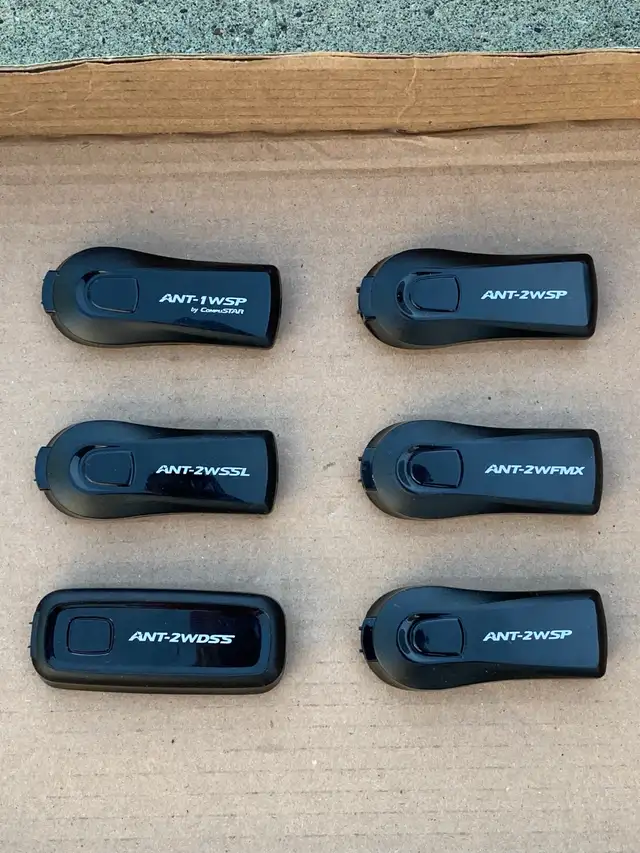 CompuStar antennas ($50 each).  I do not program.