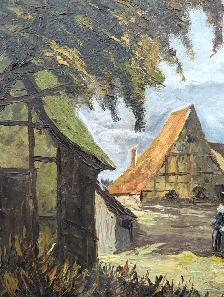 Old Dutch Landscape Oil Painting - Photo 4