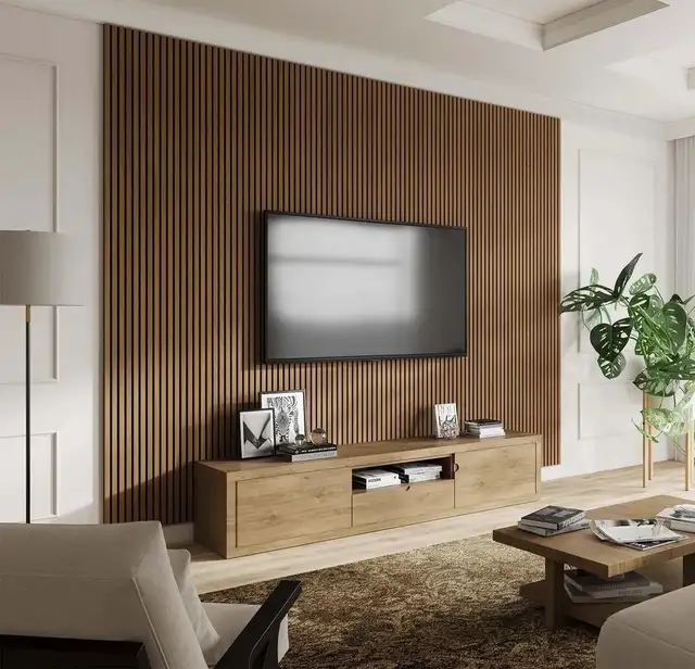 Luxury American Oiled Oak Acoustic Slat Wood Wall Panels