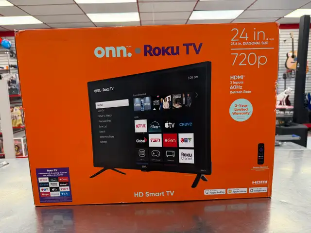 Téléviseur Smart TV 24' Onn. Roku TV HD 720p