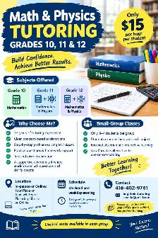 Math & Physics Tutoring – Grades 10, 11 & 12 | Ajax | 15$/hr