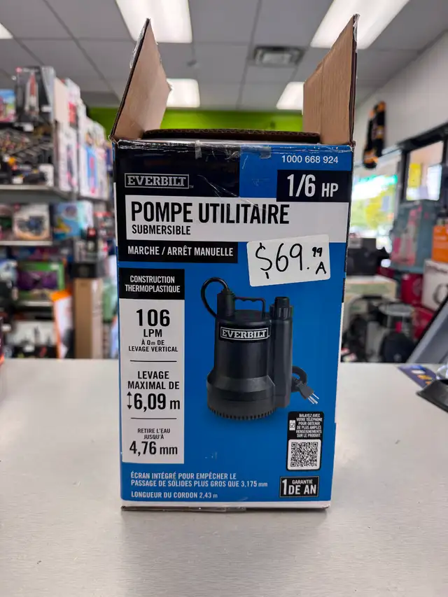 Everbilt 1/6 HP Portable Submersible Utility Pump