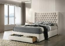 LUXURY UPHOLSTERED PLATFORM BED WITH BUILT-IN STORAGE DRAWER. - Photo 3