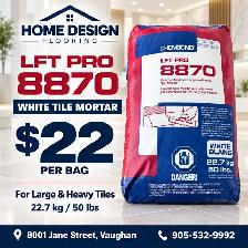 LFT Pro 8870 White Tile Mortar – $22/Bag