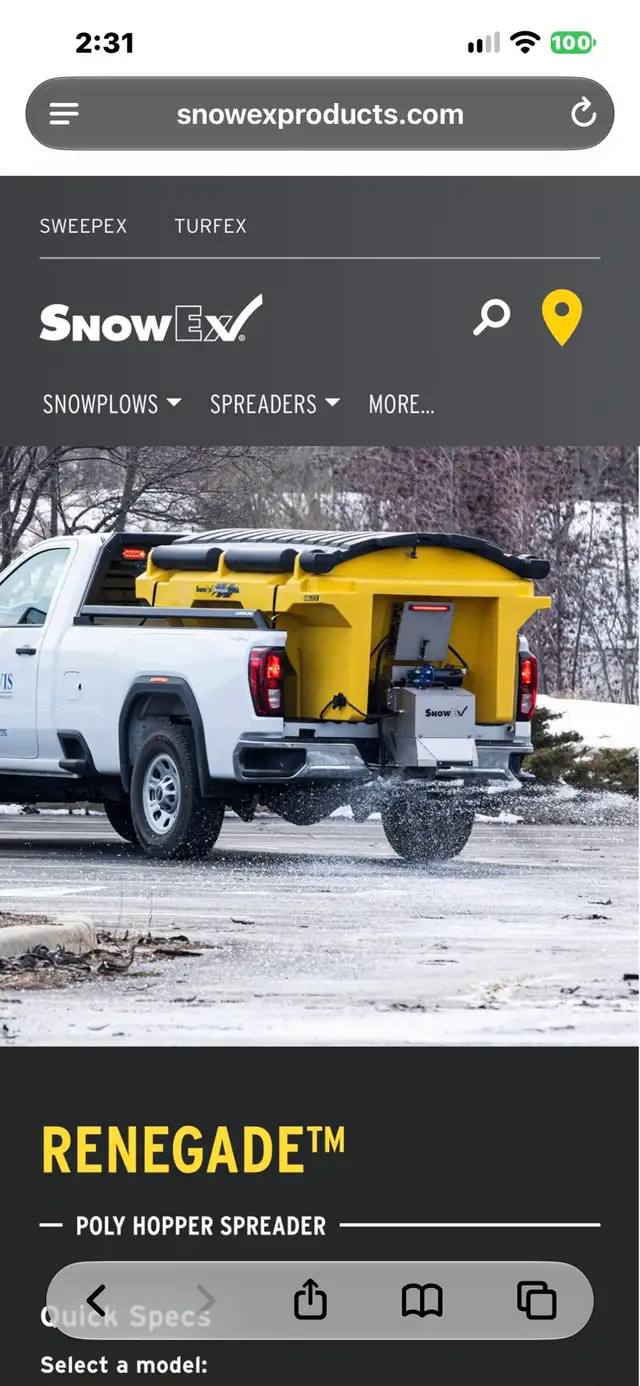 2025 Snowex Renegade Salter 1.5 yard