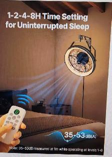 Ventilateur mural avec lumières, 22 pouces, télécom 6 vitesses, - Photo 8