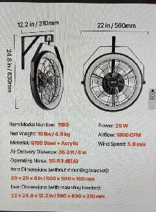 Ventilateur mural avec lumières, 22 pouces, télécom 6 vitesses, - Photo 10