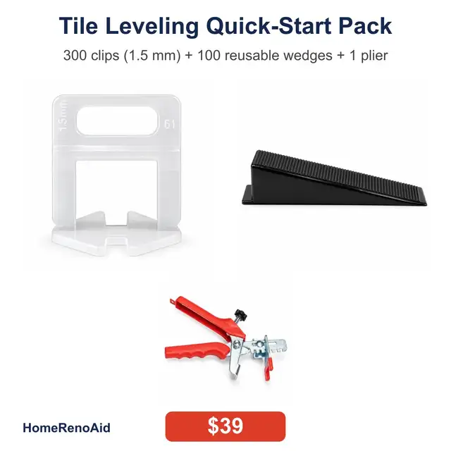 Tile Leveling Quick-Start Pack - 300 Clips, 100 Wedges, Plier